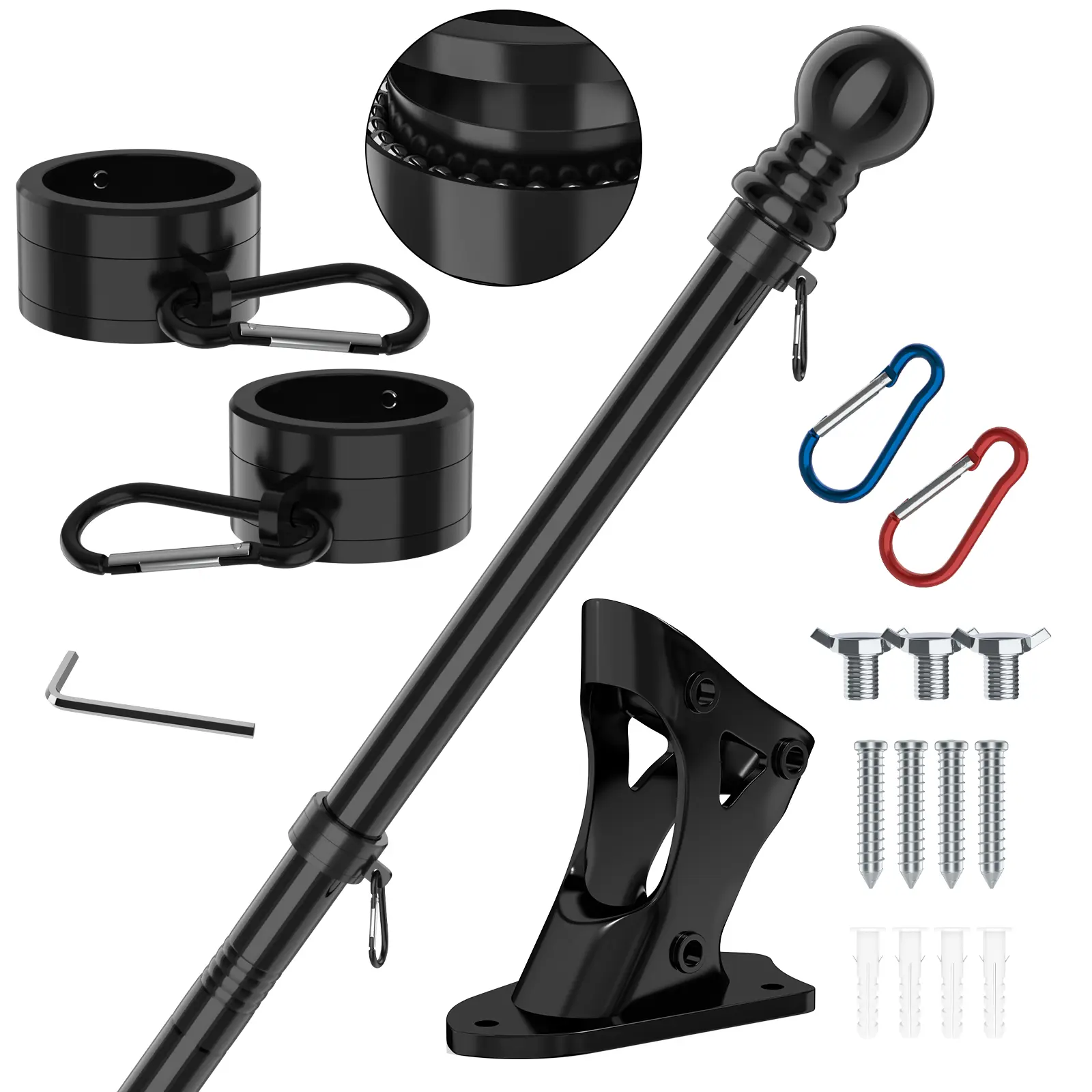6FT Flag Pole, Stainless Steel Flag Poles for Outside House, Heavy Duty Tangle-Free Flag Pole Kit for Residential or Commercial Use (Without Flag)
