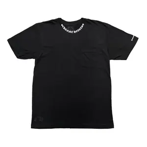 Menswear Casual Round Neck Short-Sleeve Top, Chrome Hearts Logo Neck Black White T-Shirt