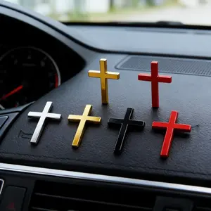 Chrome Christian Cross Car Sticker -  Zinc Alloy Faith Emblem for Cars, Motorcycles & SUVs