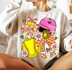 Game Day Softball Checkered Bow Sweatshirt, Coquette Tee, Softball Mom Shirt, Softball Season Outfit, Sports Gift For Her, Country Lifestyle Graphic Tee, Family Matching Outfit, Trending Shirt, Y2K Clothing, Youth Clothing