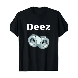 Ootd T Shirt  Funny "Deez Nuts" Graphic T-Shirt, Men's Casual Crew Neck Short Sleeve Tee with Geometric Design Black Streetwear