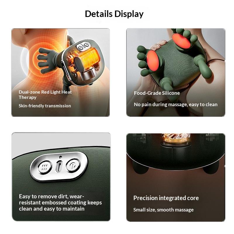 Neck Massager Electric Acupressure Neck & Back Massager Multi-Functional Five-Finger Shoulder & Neck Massager Wireless Portable USB Charging Deep Tissue Massage for Neck, Shoulders, Back, Arms, and Legs Valentine's Day Gift