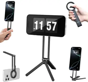 Magnetic Phone Tripod Stand for iPhone - Aluminium Smartphone Mini Tripod Foldable Pocket Cell Phone Stand Dual-Sided Magnet Quick Mount Compatible with iPhone 16 15 14 13 12 Magsafe