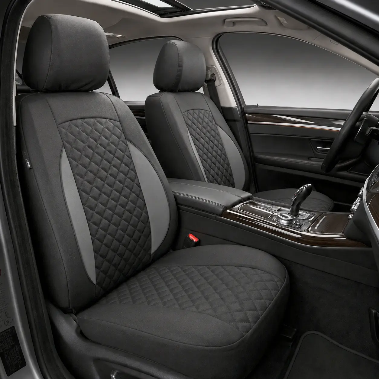 AutoYouth Oxford Cloth Car Seat Covers for Front Seats, Quilted Water-Resistant Car Seat Protectors, Airbag Compatible, Universal Fit for Cars SUVs Trucks Vans, Gray Black Truck Accessories, Car Interior Accessories