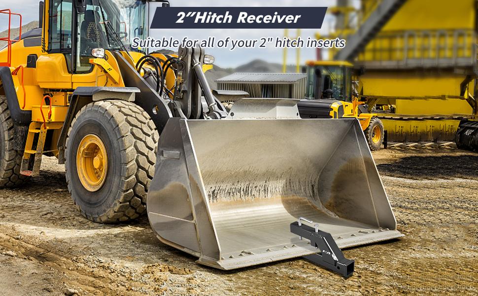 GARVEE Clamp On Trailer Hitch, 2" Ball Mount Adapter, Hitch Receiver Compatible with Deere Bobcat Tractor Bucket, 1PC Bucket Hitch, Black