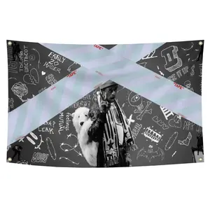 Luv Rage Flag Rapper Tapestry (3x5ft,Durable, Polyester) Brass Grommets For College Dorm Man Cave