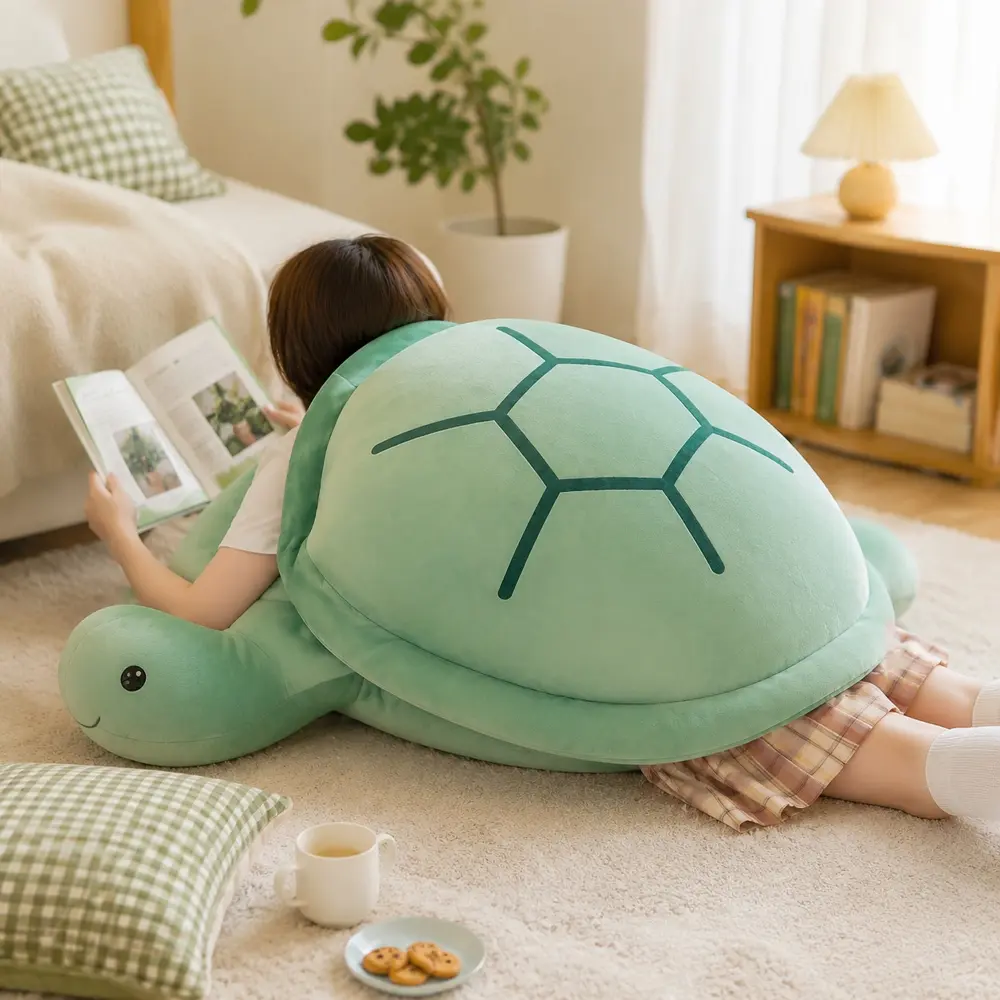 Oversized Wearable Turtle Shell Plush Pillow - Soft Stuffed Animal, Fluffy Cushion, Cozy Napping Accessory, Cute Birthday Gift for Kids, Household Textile Toy