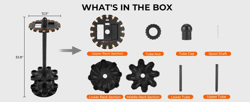 KastKing V16 Fishing Rod Rack With Rotating Base AND KastKing White Patented V15 Vertical Fishing Rod Holde- Fishing Pole Rack Holds Up to 15 Fishing Rods or Combos, Lightweight and Durable ABS Construction, Space-Saving Fishing Rod Holders for Garage