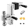 【toolupgrade】VEVOR Carbon Steel Adjustable Trailer Hitch Tri-Ball Mount, 8in Drop Height Adjust, 2.5in Hitch Receiver, 1-7/8in/2in/2-5/16in Balls, Anti-Theft Lock, Max 18500lbs Capacity Towing Arm for RVs & ATVs
