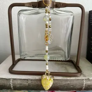 Mellow Yellow Strawberry Beaded Bookmark, Booktok, Bookish, Girly Bookmark, Gift For Book Lover