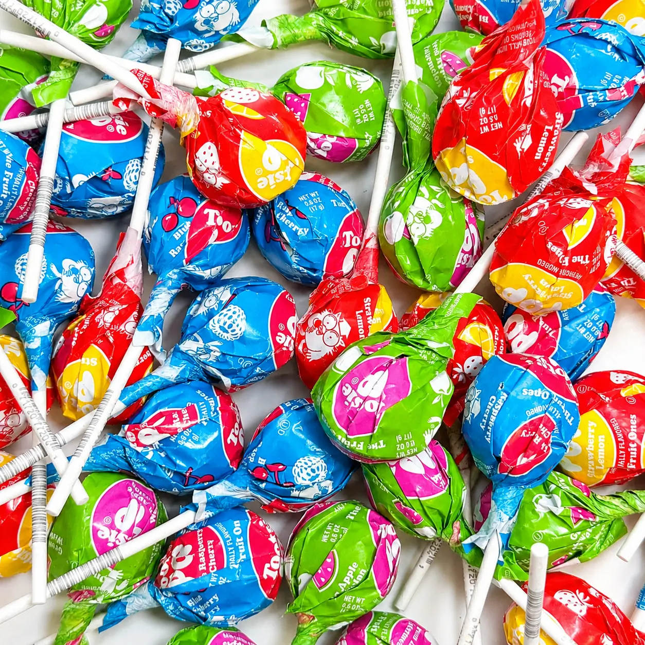 Tootsie The Fruit Ones Lollipops - 1 Lb Bag (24 Pops) - Exciting Flavor Combinations | Blue Raspberry & Cherry, Green Apple & Watermelon, Strawberry & Lemon |