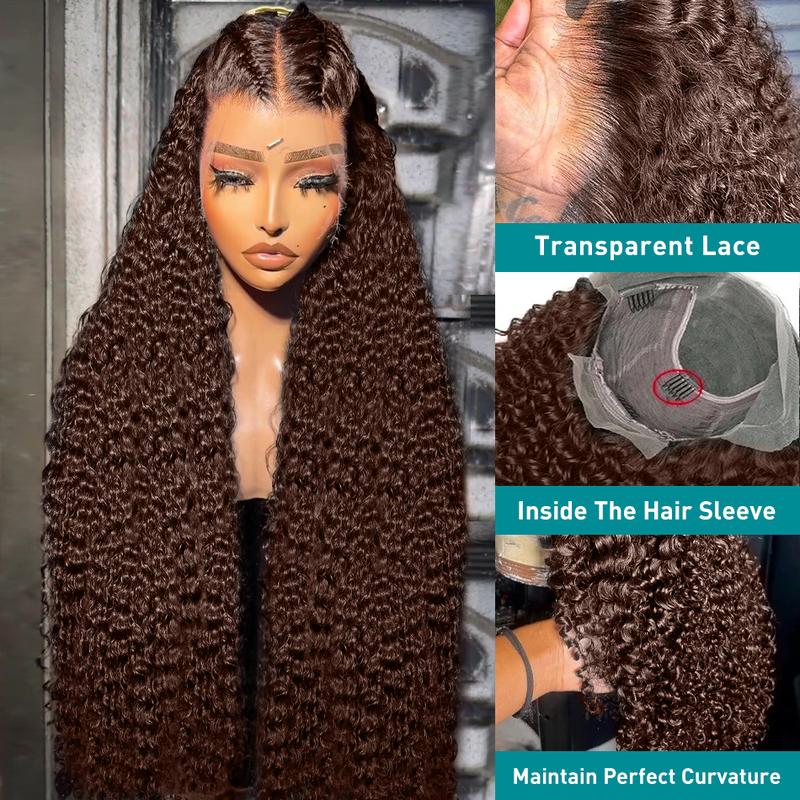 180% Density Chocolate Brown Deep Wave Human Hair Wig For Women 13×4 13×6 HD Transparent Lace Frontal Wigs 26 28 Inch Preplucked Brazilian Human Hair TikTokShopBlackFriday