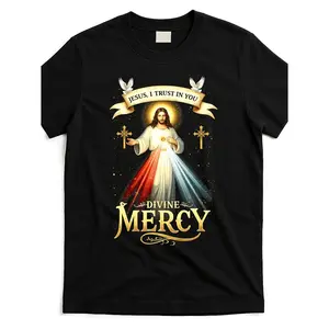 Divine Mercy Jesus I Trust In You Catholic Christian T Shirt Unisex Summer Short Sleeve 2025 Printed Pure Cotton