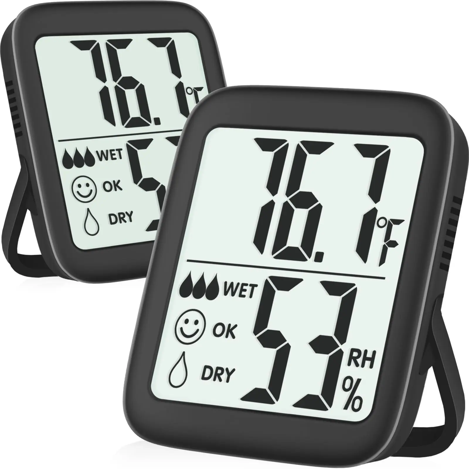 2/3 Pack Mini indoor/outdoor thermometer and hygrometer, desktop thermometer, refrigerator thermometer and hygrometer, for use in kitchens, bedrooms, bathrooms, offices, and cars.