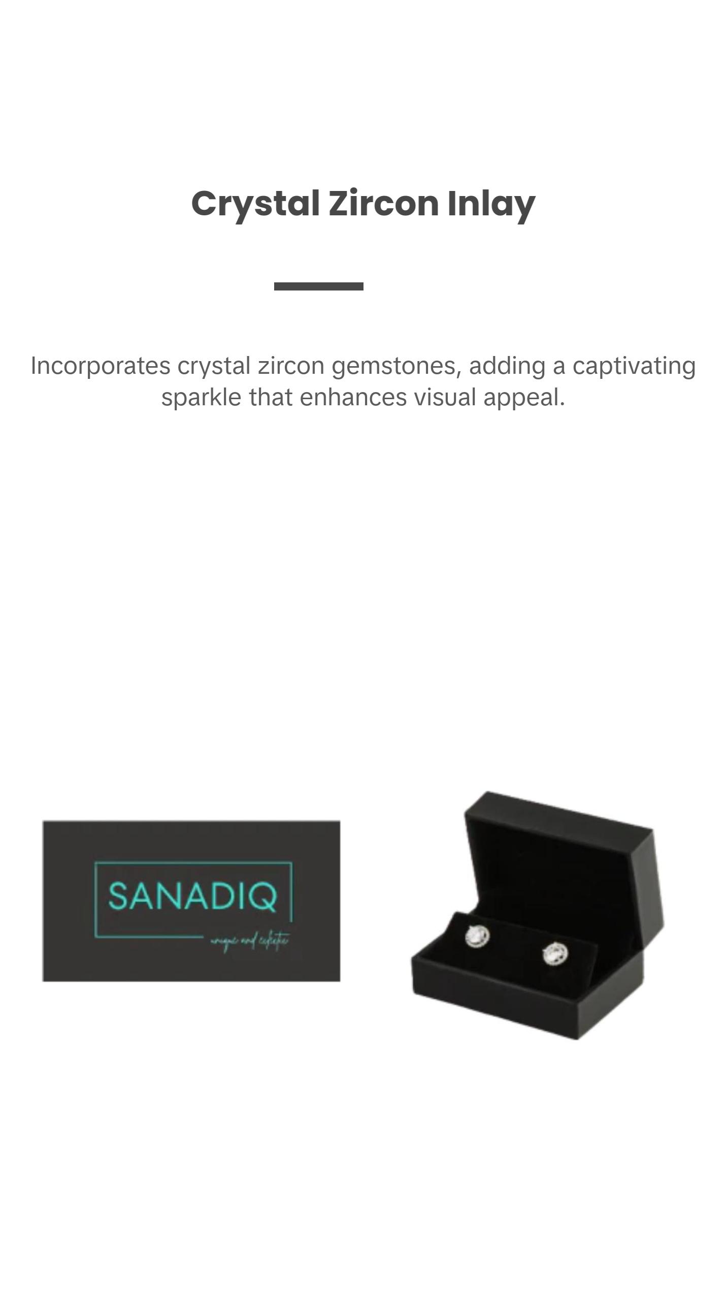 Fashionable Silver Inlay Geometric Earrings with Crystal Zircon