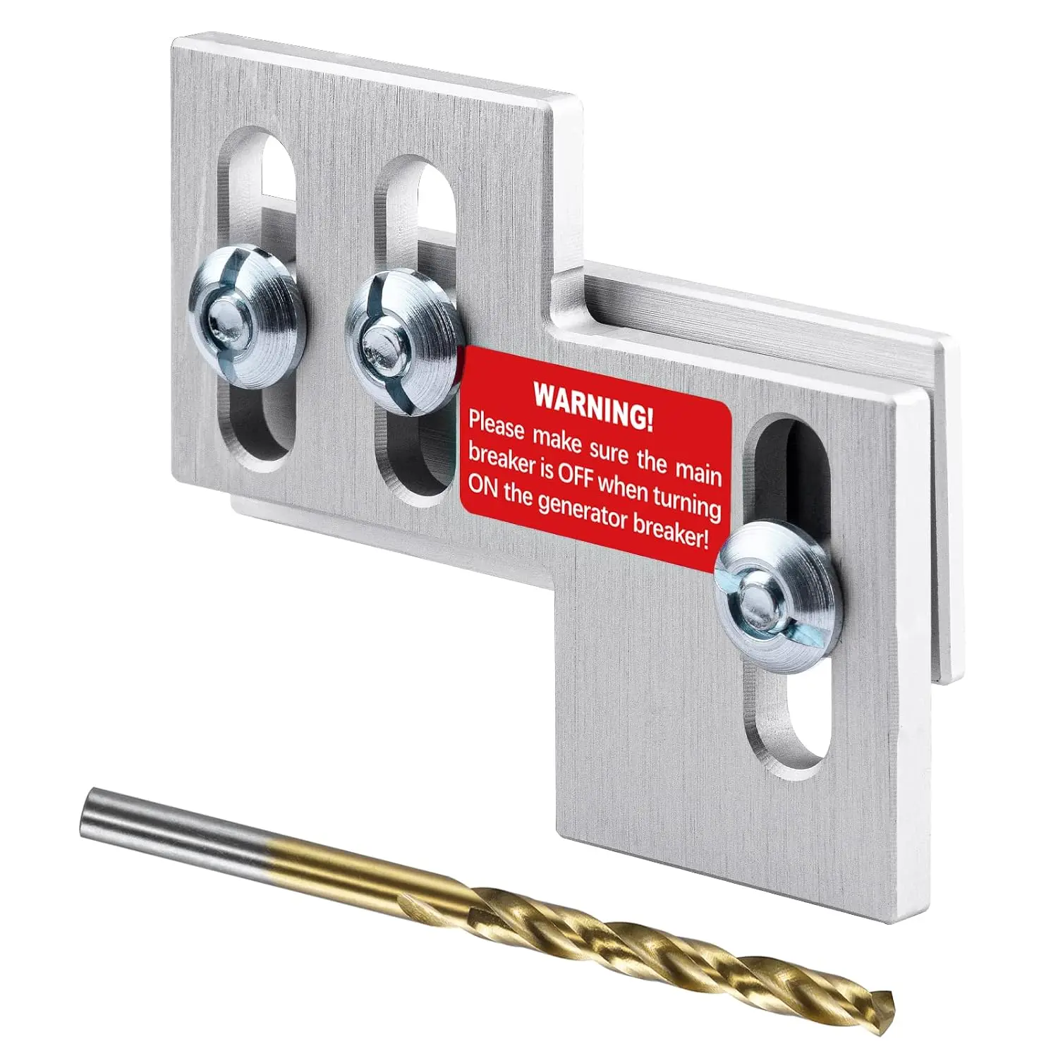 Generator Interlock for Thomas & Betts, Challenger, Westinghouse 150 or 200 Amp Panels with 1 to 1 1/8 Inches Spacing, Brushed Nickel