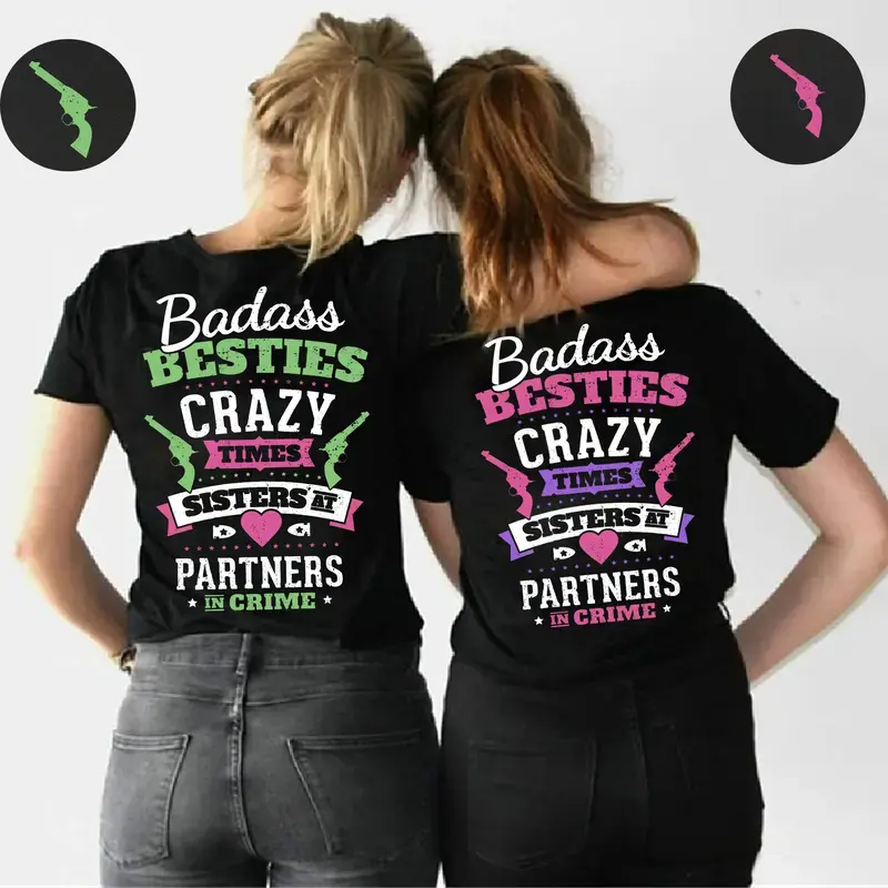 Women's Pure Cotton Short-Sleeve Loose T-Shirt, Coordinating Besties Tops with "I'm a Weirdo, She's a Freak" Theme & Anime Graphics, Valentine's Day Gift, Shortsleeve