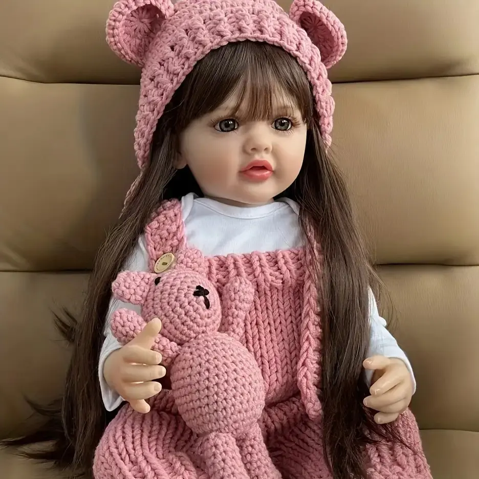 22in/55cm Realistic Soft-Touch Full Vinyl Cute Doll Collectible, Rapunzel Newborn Doll for DIY Specialty Toy Supplies, Children's Birthday Gift, Full Vinyl Doll