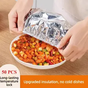 Reusable Elastic Aluminum Foil Food Covers, Stretchable Bowl Pan Wrap Lids for Plates Dishes, Kitchen Heat Preservation & Fresh-Keeping Tin Foil Covers for Home Dining & Outdoor Cooking