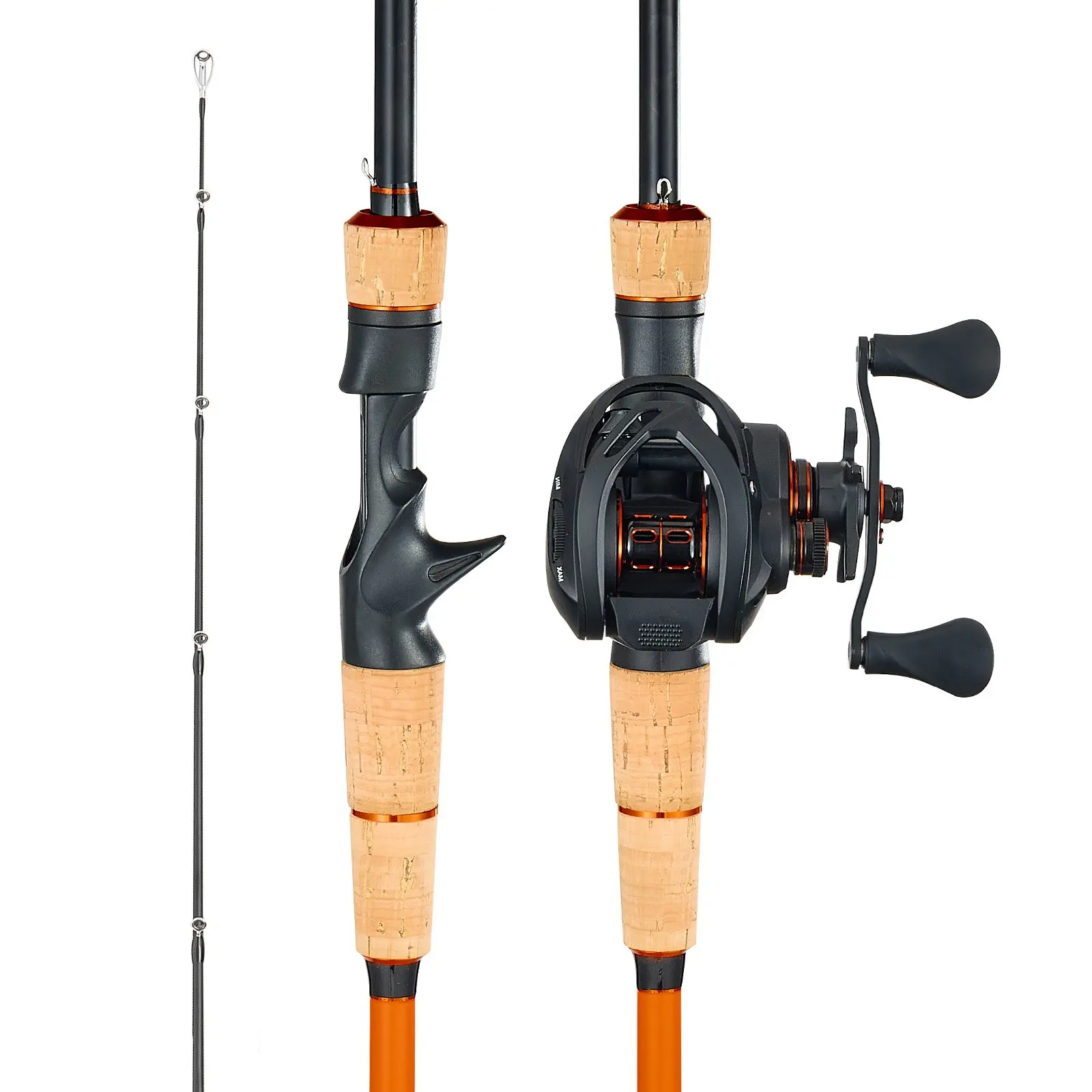 【Summerfinds】VEVOR Fishing Tackle Kit - IM7 Carbon Fiber Baitcasting Rod and Reel Combo, 7+1 BB System, 7.0:1 Gear Ratio, Cork Handle, Stainless Steel Guides with Ceramic Rings, Freshwater Left/Right Hand Rods and Reels for Bass Fishing, Magnetic Brake, C