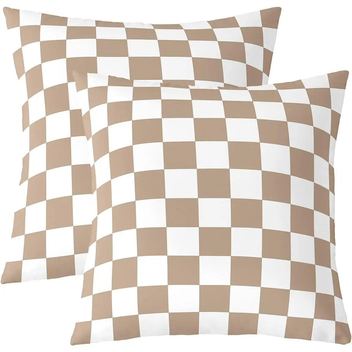 Checkered Throw Pillow Covers Set of Brown Plaid Square Cushion Covers Vintage Checkerboard Geometric Pillow Case Grey Cushion Case for Couch Sofa Bedroom Decor