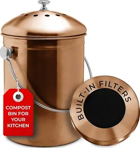 EPICA Countertop Compost Bin Kitchen | 1.3 Gallon | Odorless Composting Bin with Carbon Filters | Indoor Compost Bin with Lid | Stainless Steel Kitchen Composter for Food Scraps & Waste Recycling