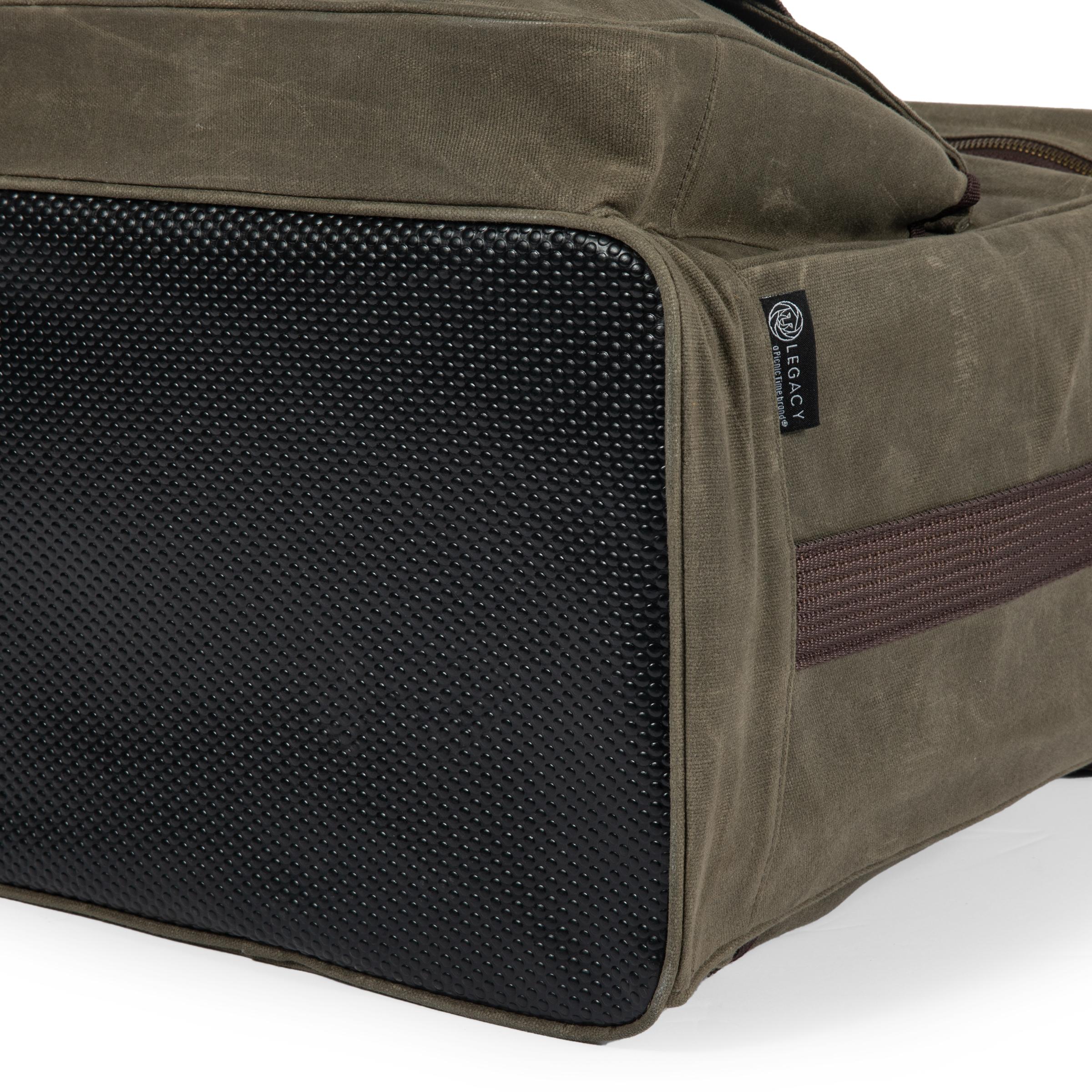 Weekender 6 Bottle Insulated Wine Bag, (Khaki Green with Brown Accents)