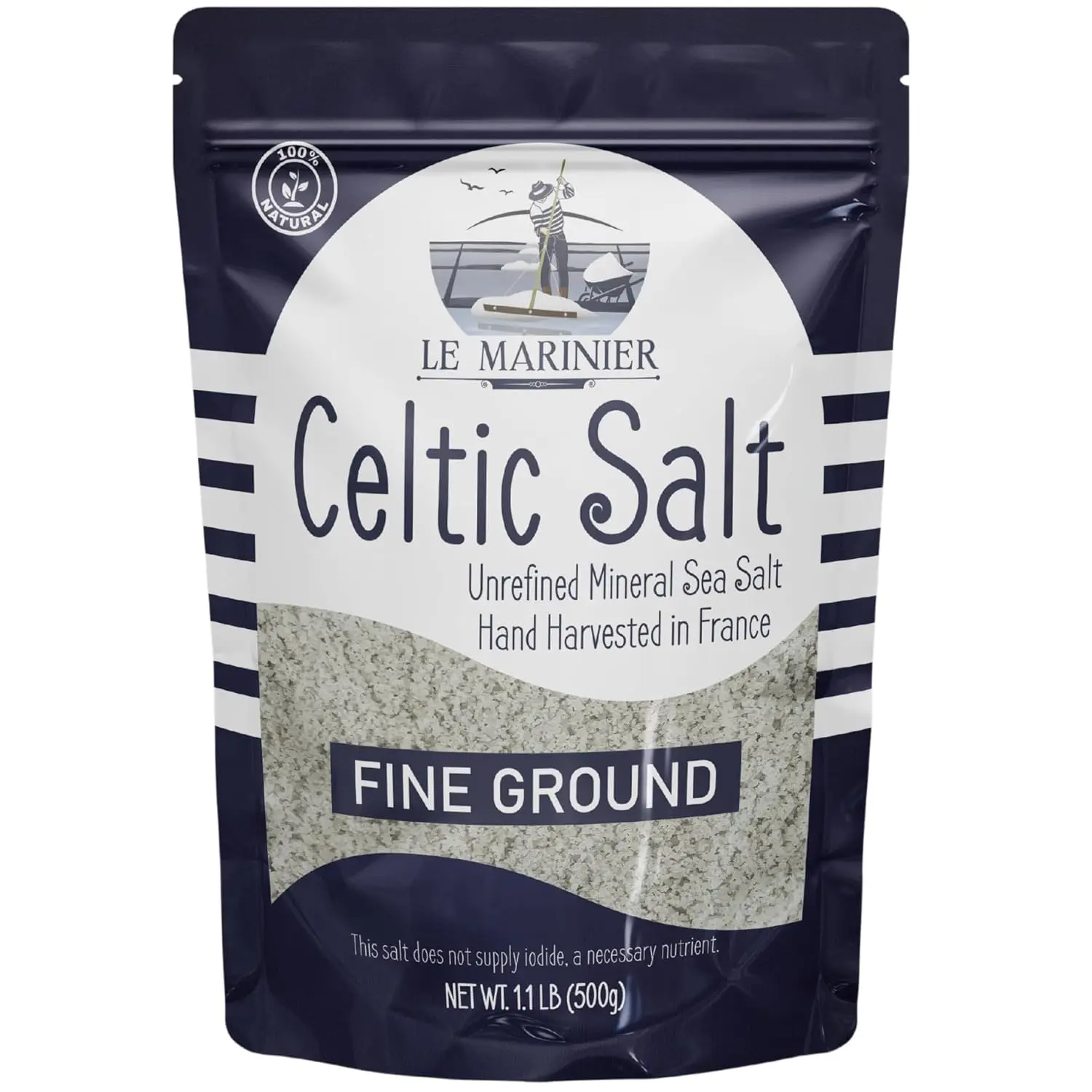 Celtic Salt Organic Fine Ground, 1.1lb - 18oz. Mineral Rich. Natural and Unrefined. French Sea Salt Organic Vital Minerals. Hand Harvested Mineral Salt (1.1lb Fine Ground)