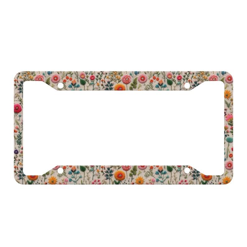 Tiny Wildflower License Plate Frame Boho, Floral Car Decor Accessories for Women