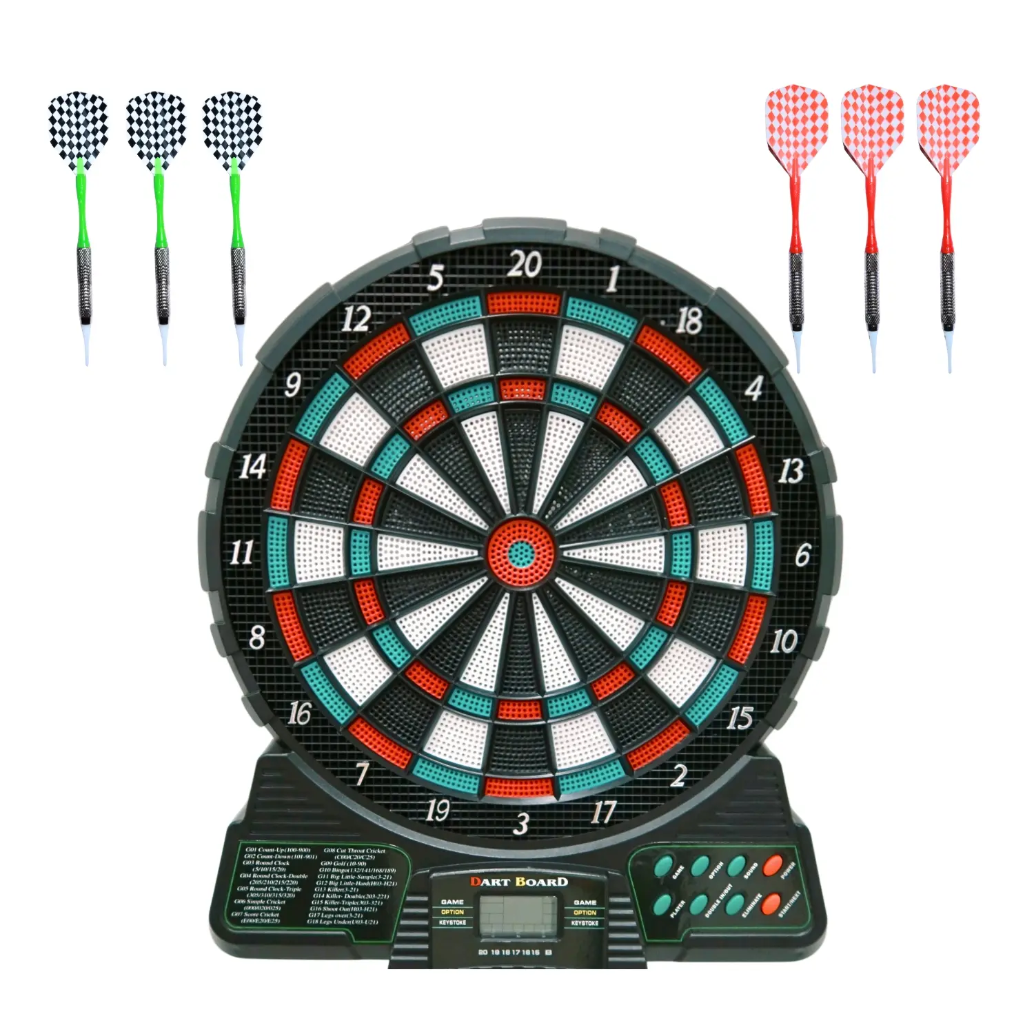 14-Inch Electronic Sport Dartboard with 6 Darts, Darts Sets, Safe Soft Tip Dart Set, Automatic Scoring, Voice Announcer, Sound Effect, Ultra-Thin Boundary, Child and Pet friendly, Indoor Decor, Party Game, Portable Outdoor Camping, Darts Gear