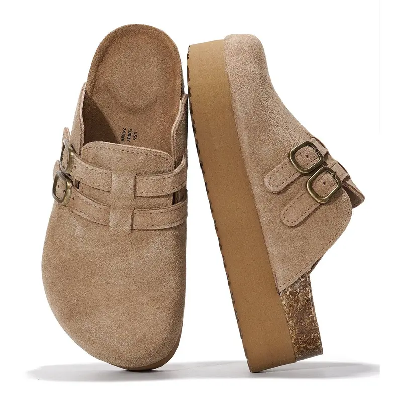 Project Cloud Women's Genuine Leather Platform Clogs | Walking Shoes Footwear | Memory Foam | Lightweight Non-Slip – Stephi