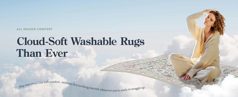 Lahome Boho Floral Area Rug – Washable, Non-Slip, Soft Thin Carpet for Living Room, Bedroom, Nursery and Kids Playroom