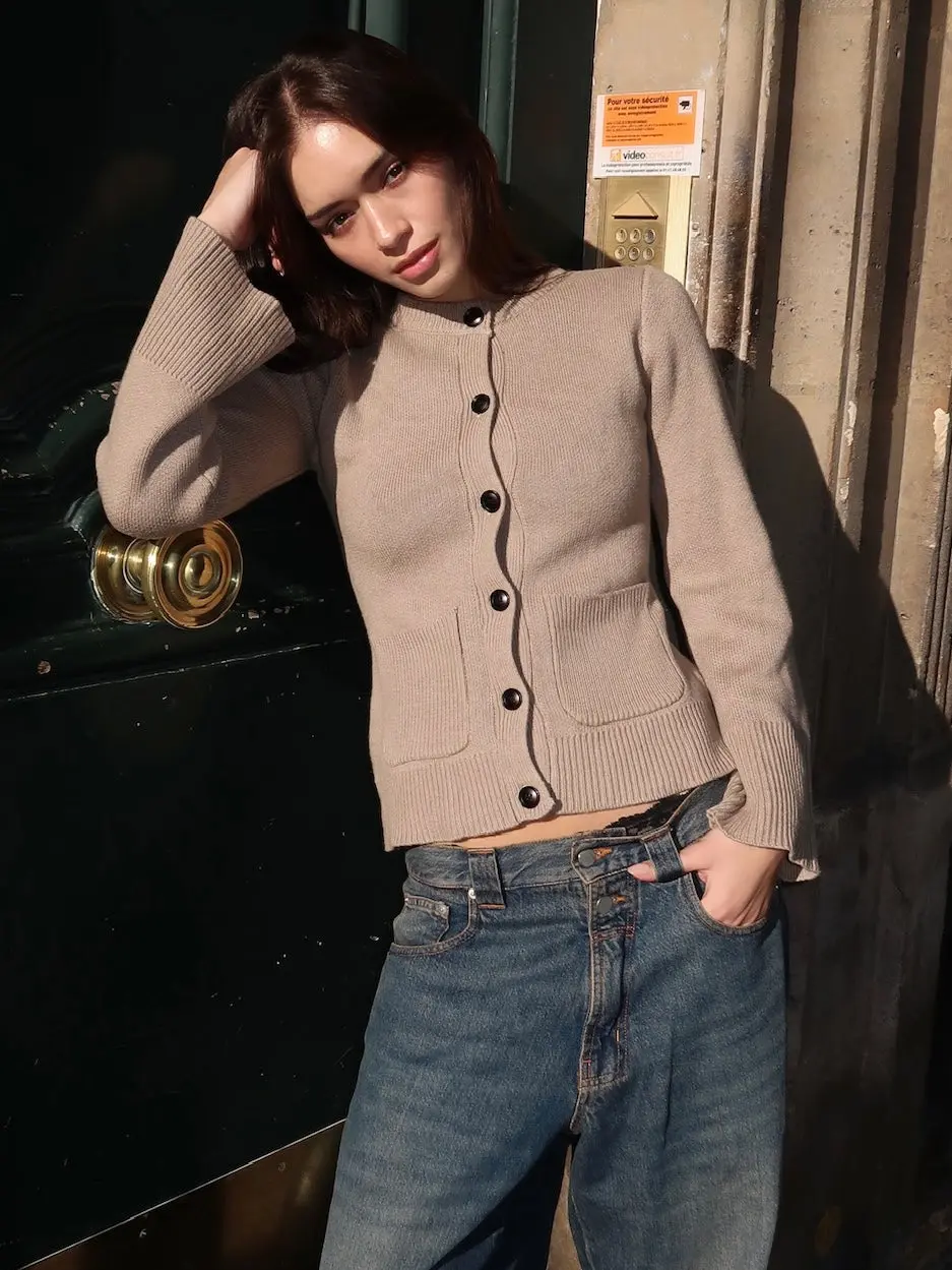 Winona Cinched Waist Cardigan in Wheat