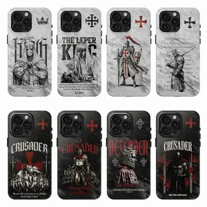 ver2 Baldwin IV "The Leper King" The Crusader King and His Holy Army Phone Case, Crusader King of Jerusalem Cross Medieval Christian Phone Cover, Medieval Cross Armor Glory of God Gothic Faith 17 Air Pro Max