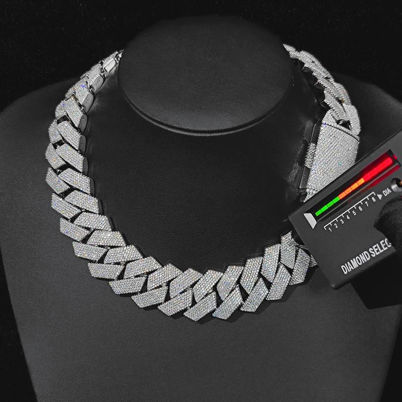 Pass Diamond Test GRA Moissanite 25mm Wide 6Rows 925 Solid Silver Cuban link chain for Rapper Hip Hop VVS Iced Out Necklace Pass Diamond Test GRA Moissanite 25mm Wide 6Rows 925 Solid Silver Cuban link chain for Rapper Hip Hop VVS Iced Out Necklace