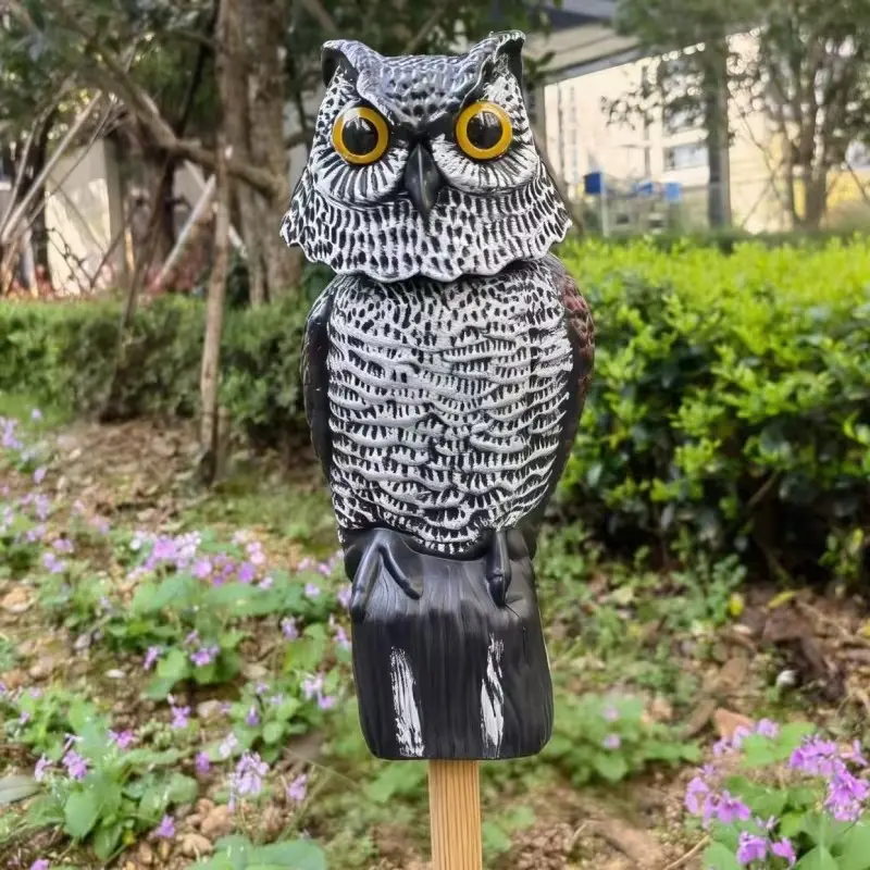 Realistic Owl Statue, Animal Statue, Garden Sculptures, Garden Accessories, Outdoor Garden Accessory, Bird Scare Device with 360° Rotating Head, Plastic Owl Dummy for Outdoor Garden, Indoor/outdoor Use