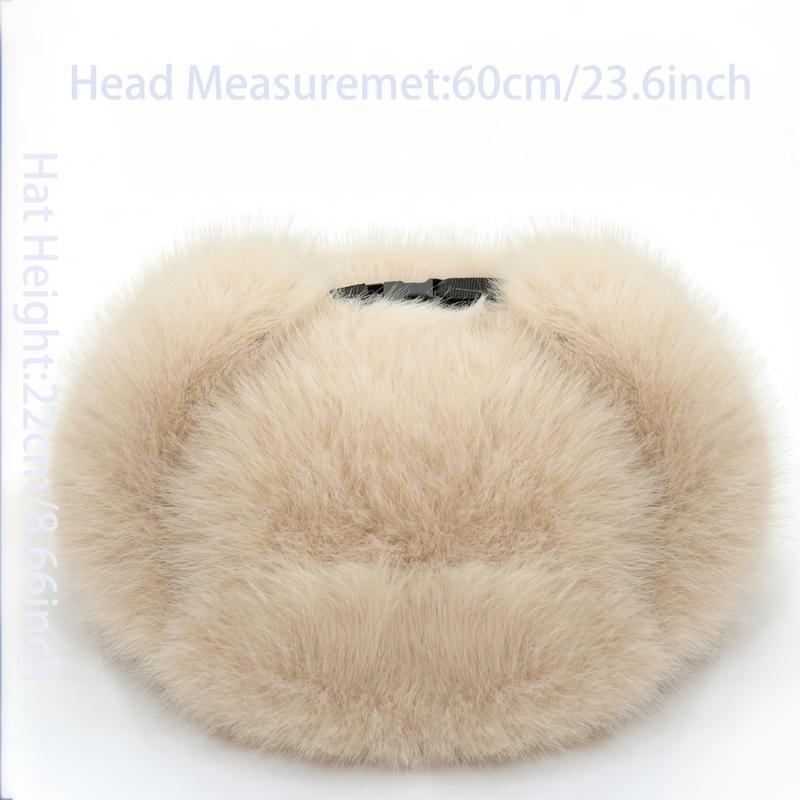 Winter Outdoor Essential: Elegant Retro Faux Fur Ushanka – Thickened Warm Pilot Cap with Ear Coverage, Hook-and-Loop Closure, Polyester, Ideal for Hiking, Skiing, Cycling & Daily Wear, Vintage Style Hat