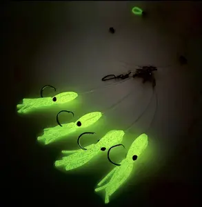 LINE-SIDED TACKLE CO. 4 Hook GROUPER DEEP DROP RIG WITH 5" GLOW SQUID