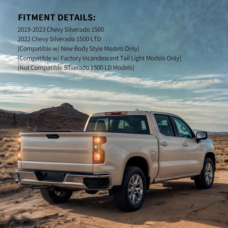 YITAMOTOR LED Rear Tail Lights Brake Lamp Compatible with 2019-2023 Chevy Silverado 1500/2022 Chevy Silverado 1500 LTD Tail Lamp Smoked Taillights, Driver and Passenger Side