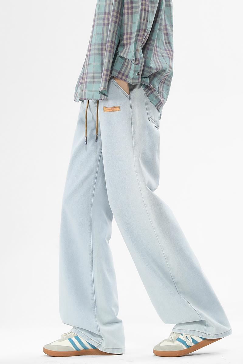 Grand Opening - Men's Straight Jeans, Casual Drawstring Elastic Waist, Denim Pants, Heavyweight Washed Jeans, Premium Blended Elastic Fabric with 72% Cotton Grand Opening - Men's Straight Jeans, Casual Drawstring Elastic Waist, Denim Pants, Heavyweight Washed Jeans, Premium Blended Elastic Fabric with 72% Cotton