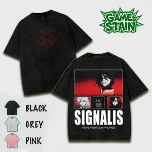 SIGNALIS v2 Game Acid Washed Sweater, Tshirt, 2 sided Printed Unisex Washed Sweater game merch Cotton Streetwear Top Black Clothes Crewneck Apparel