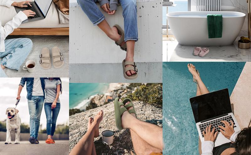 RANOSAT Cloud Slippers Double Buckle Adjustable Slide EVA Soft Comfy Indoor Outdoor Anti-slip Slippers Dual Buckle Strap Soft Cushioned Pillow Slippers Walking Shoes