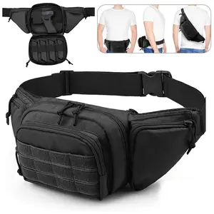 Tactical Fanny Pack - Black Molle Waist Bag with Multiple Pockets & Adjustable Strap for Outdoor Activities