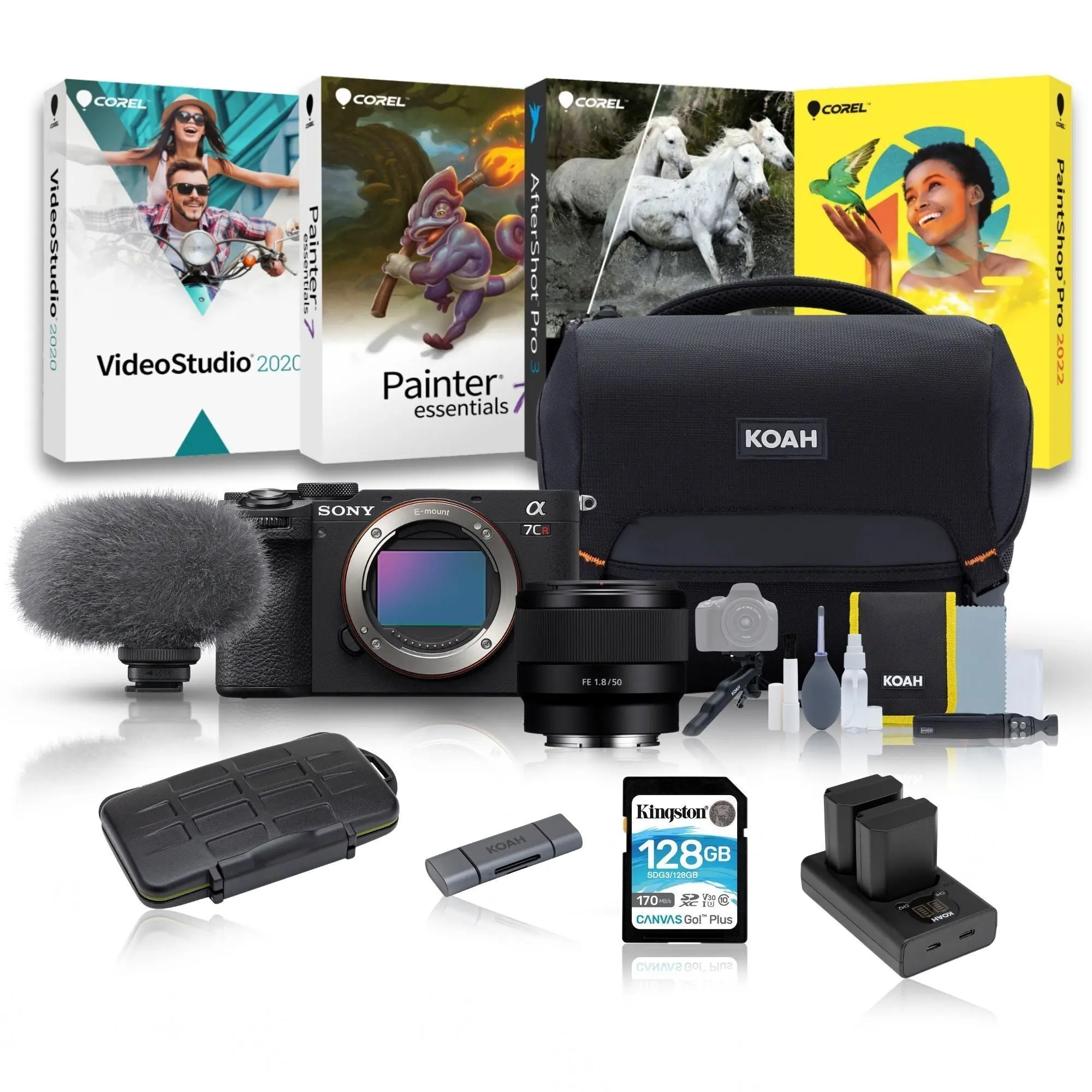Sony Alpha 7CR Full-Frame Compact Handheld Digital Camera (Exmor R™, 61MP Sensor) with Sony FE 50mm f/1.8 Lens & Editing Software Bundle, Camera Digital for Photography