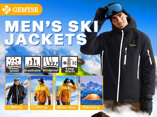 GEMYSE Men's Winter Lightweight Windproof Shell Jacket Waterproof Breathable Rain Jacket Hooded Windbreaker for Ski Snowboarding Hiking GEMYSE Men's Winter Lightweight Windproof Shell Jacket Waterproof Breathable Rain Jacket Hooded Windbreaker for Ski Snowboarding Hiking