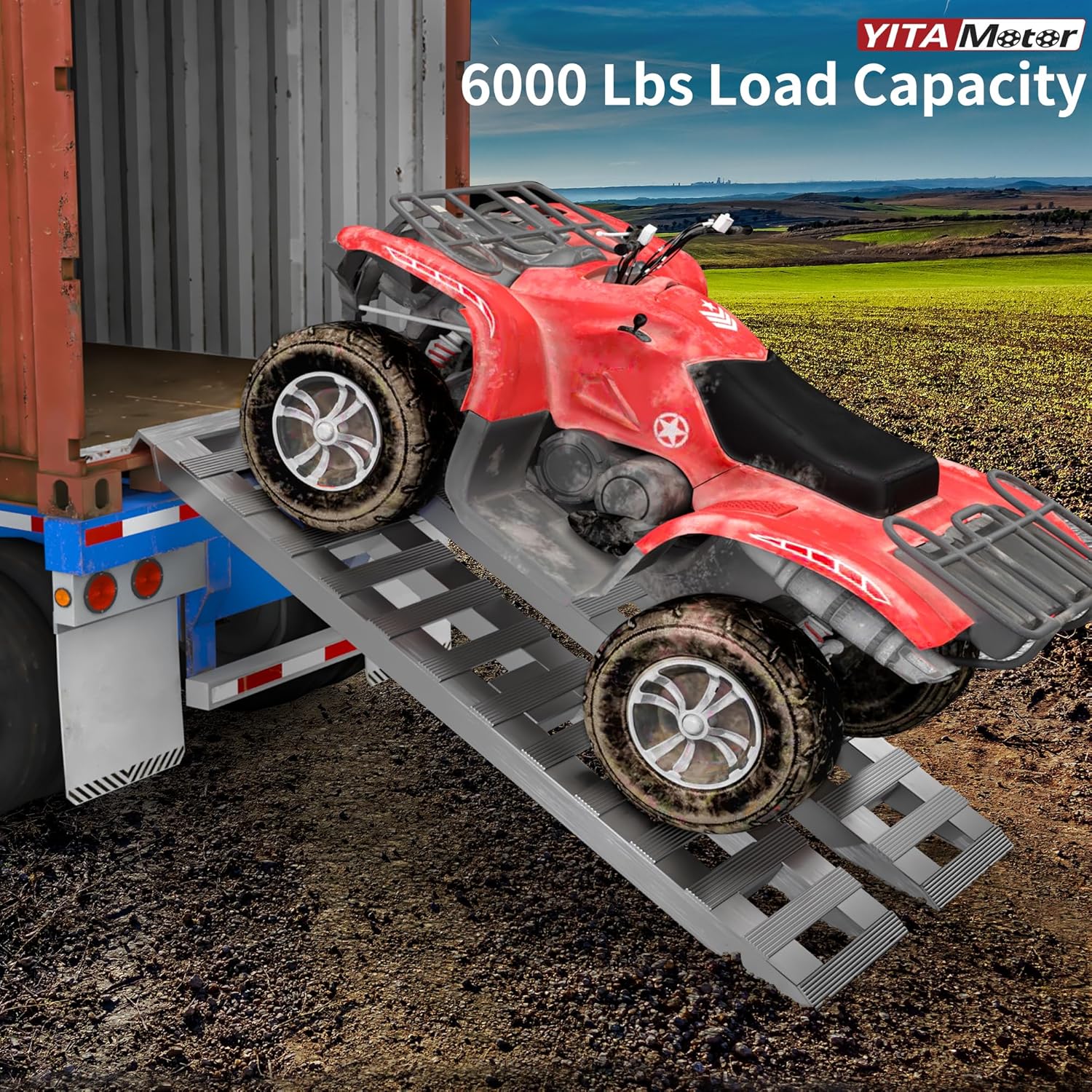 YITAMOTOR 2pcs 6000lbs 84" x 14" Aluminum Trailer Ramps, Loading Ramps Car ATV Truck Auto Hauler Knife & Hook Ends YITAMOTOR 2pcs 6000lbs 84" x 14" Aluminum Trailer Ramps, Loading Ramps Car ATV Truck Auto Hauler Knife & Hook Ends