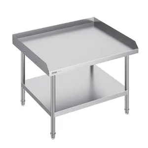 VEVOR Stainless Steel Work Table, 30 x 36 x 26 Inch Commercial Food Prep Worktable, 3-Sided Backsplash Heavy Duty Prep Worktable, Metal Work Table with Adjustable Height for Restaurant Home Hotel