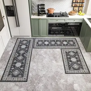 3 Piece Washable Kitchen Rugs Non-Slip, Boho Kitchen Mats Set for Floor, Foldable, Thickened, and Plush Soft, Easy to Clean