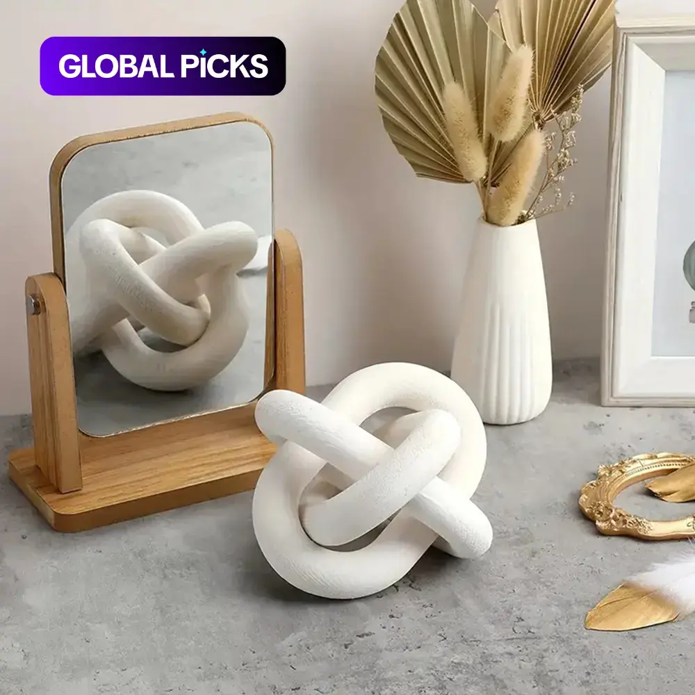 Wooden Knot Decor, Decorative Piece, 1 Count Boho Farmhouse Rustic Modern Chain Link Decor, Bookshelf Ornament for Living Room, Bedroom or Office, Living Room Accessories, Artistic Interior Decoration Accessory #GLOBAL PICKS