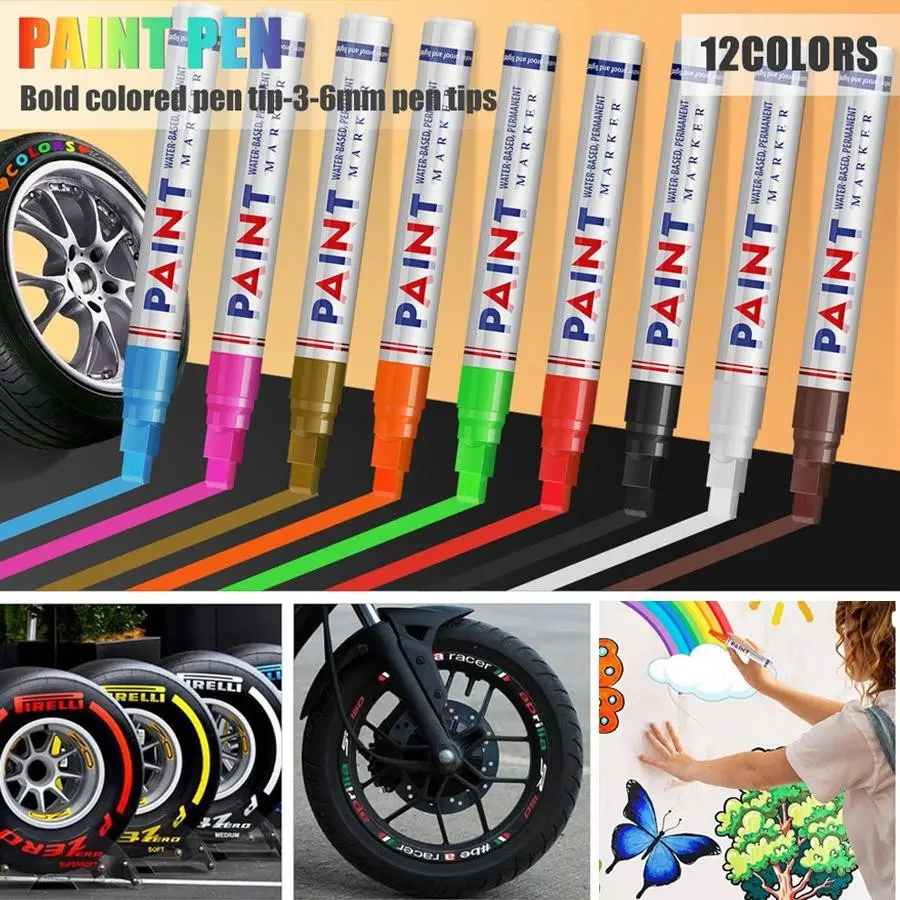 12-Color Quick-Dry Permanent Paint Pens, Waterproof Oil-Based Markers, Versatile Use, Drawing, Waterproof Ink for Rock, Wood, Fabric, Glass, DIY Crafts, Non-Fading Art Supplies